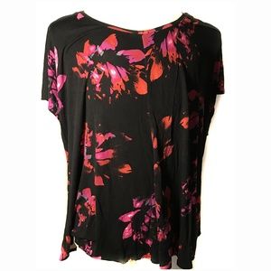 Plus Size Black with Red Pink Short Sleeve Shirt